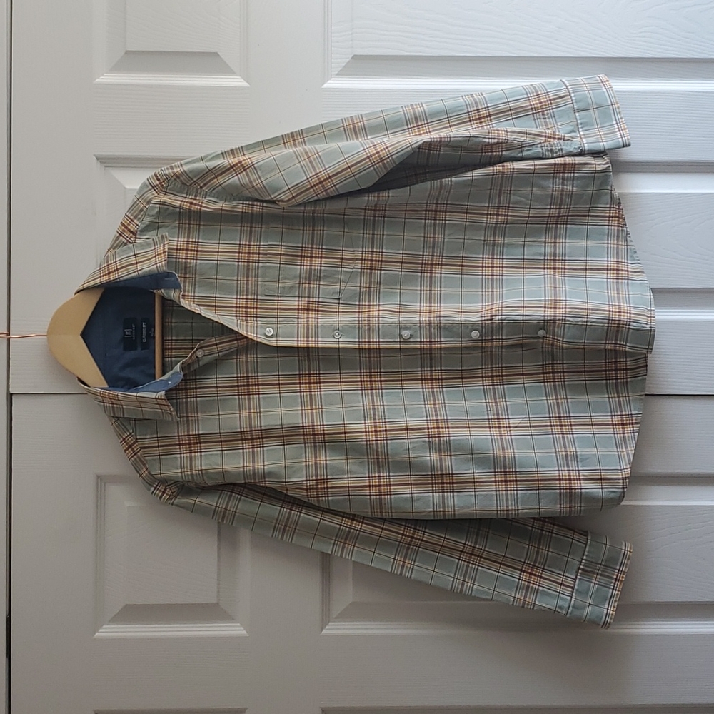 Men's plaid classic fit casual long sleeve button down
